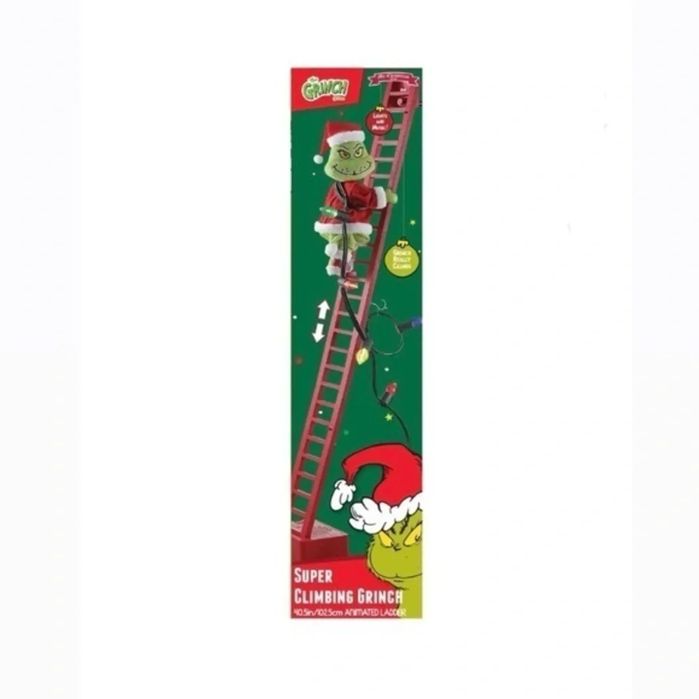 NIB. DR. SEUSS Grinch 40” Super Climbing Grinch with Red Ladder